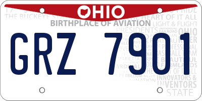 OH license plate GRZ7901