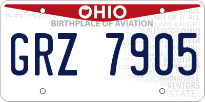 OH license plate GRZ7905