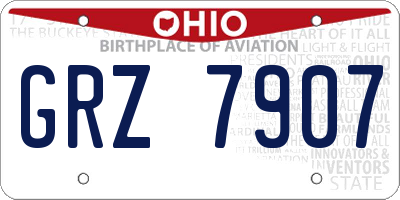 OH license plate GRZ7907