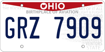 OH license plate GRZ7909