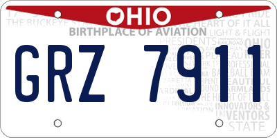 OH license plate GRZ7911