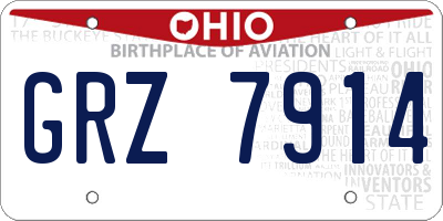 OH license plate GRZ7914