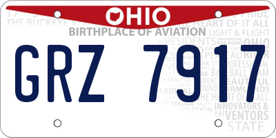 OH license plate GRZ7917