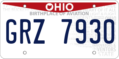 OH license plate GRZ7930