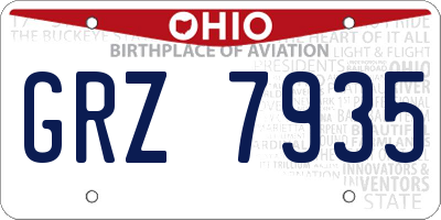 OH license plate GRZ7935