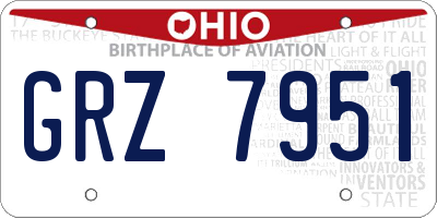 OH license plate GRZ7951