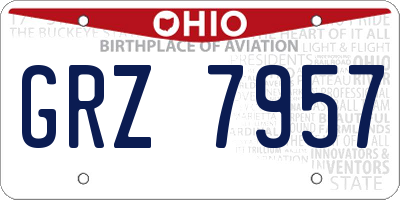 OH license plate GRZ7957