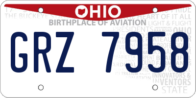 OH license plate GRZ7958