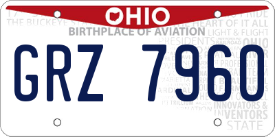 OH license plate GRZ7960