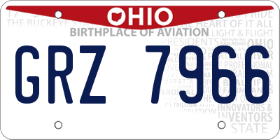 OH license plate GRZ7966