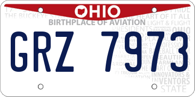 OH license plate GRZ7973