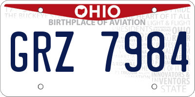 OH license plate GRZ7984