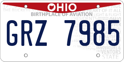 OH license plate GRZ7985