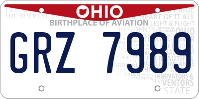 OH license plate GRZ7989