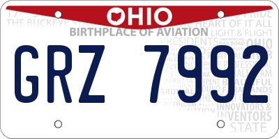 OH license plate GRZ7992