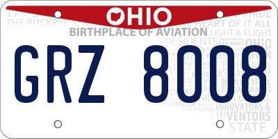 OH license plate GRZ8008