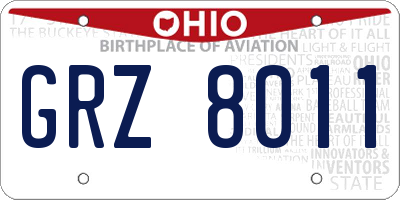 OH license plate GRZ8011