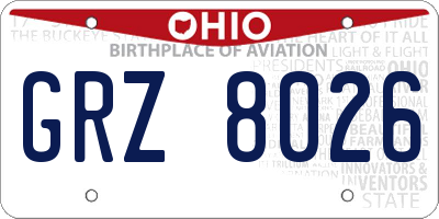 OH license plate GRZ8026