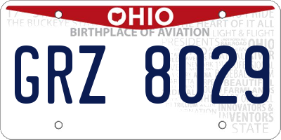 OH license plate GRZ8029