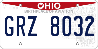 OH license plate GRZ8032