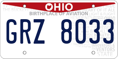 OH license plate GRZ8033