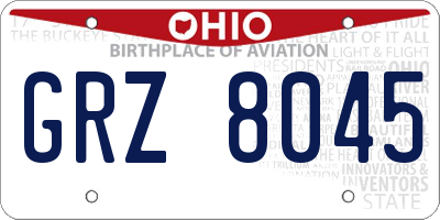OH license plate GRZ8045