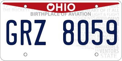 OH license plate GRZ8059