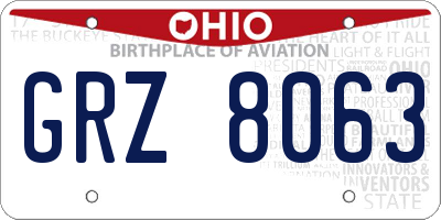 OH license plate GRZ8063