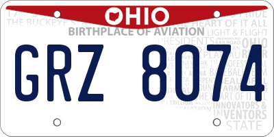 OH license plate GRZ8074