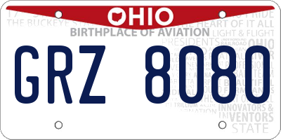 OH license plate GRZ8080
