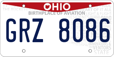OH license plate GRZ8086