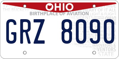 OH license plate GRZ8090