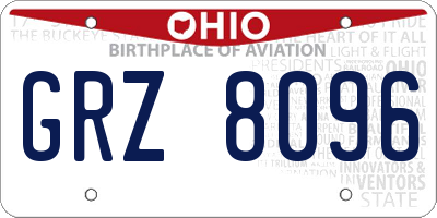 OH license plate GRZ8096