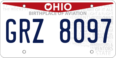 OH license plate GRZ8097