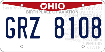 OH license plate GRZ8108