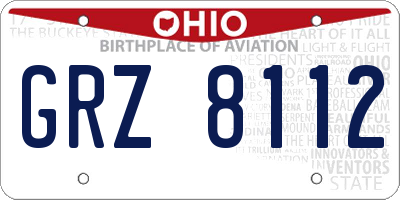 OH license plate GRZ8112