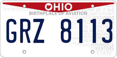 OH license plate GRZ8113