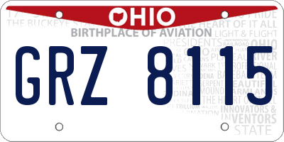 OH license plate GRZ8115