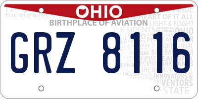 OH license plate GRZ8116