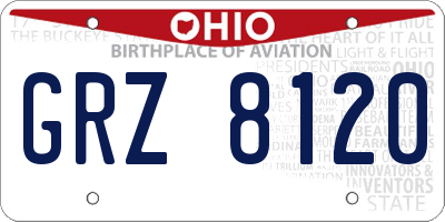 OH license plate GRZ8120