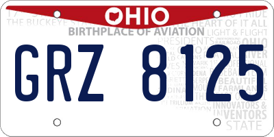 OH license plate GRZ8125