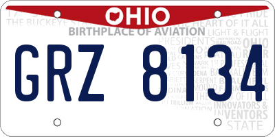 OH license plate GRZ8134
