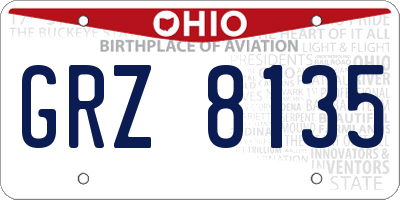 OH license plate GRZ8135