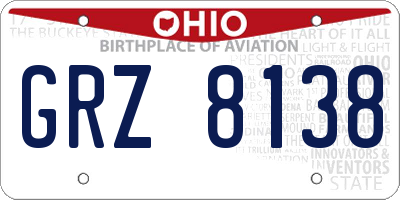 OH license plate GRZ8138