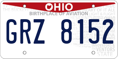 OH license plate GRZ8152