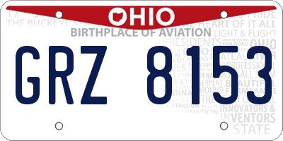 OH license plate GRZ8153