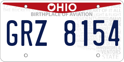 OH license plate GRZ8154