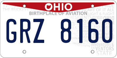 OH license plate GRZ8160