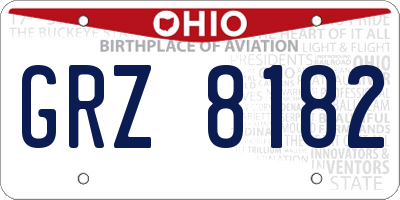 OH license plate GRZ8182