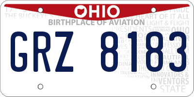 OH license plate GRZ8183